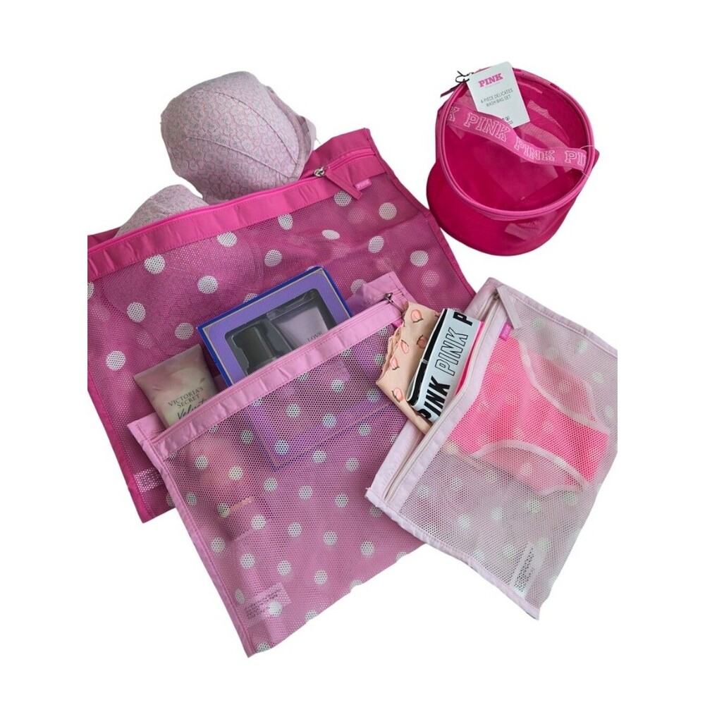 PINK4-PIECE DELICATES WASH BAG SET travel Set